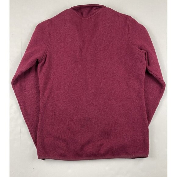 Eddie Bauer Full Zip Knit Fleece Jacket Women’s M Maroon Pockets Mock Neck - Picture 2 of 12